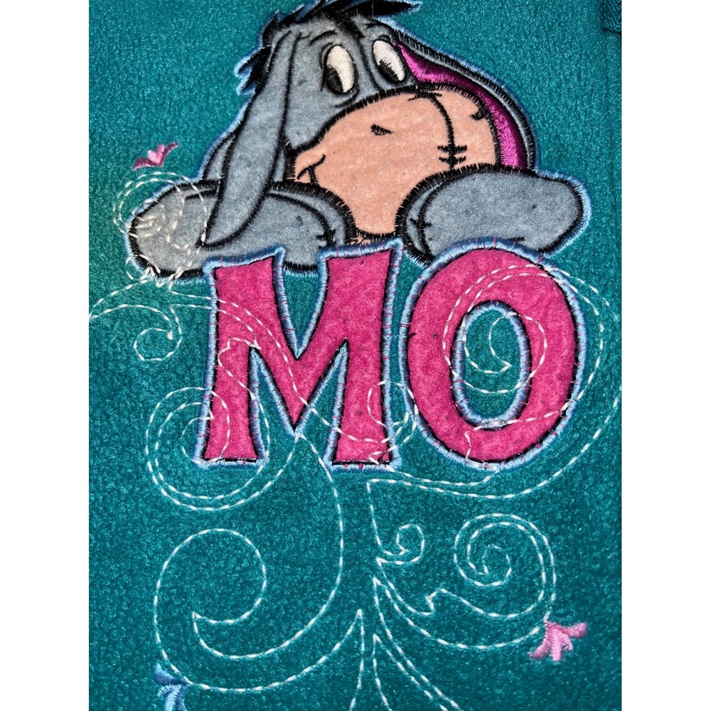 Disney Eeyore Full Zip Fleece Hoodie Teal Blue Embroidered Jacket 3X 22/24 - Picture 3 of 9